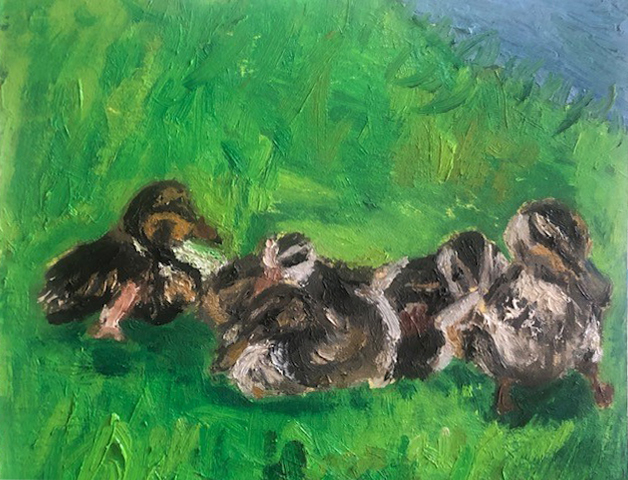 Custom Oil Painting - Ducklings